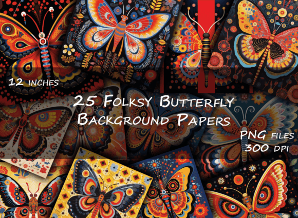 Bring Warmth to Your Projects with Pretty Folk Art Butterfly Backgrounds