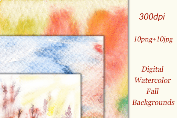 Digital Watercolor Fall Backgrounds for Creative Projects