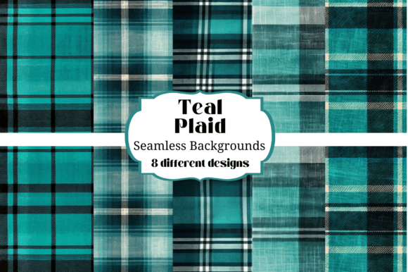 Teal Plaid Flannel Seamless Backgrounds: Cozy Digital Texture