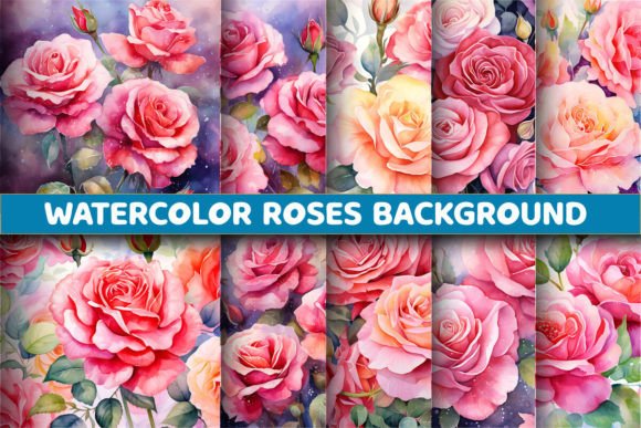 Watercolor Roses Flower Backgrounds: A Designer's Asset